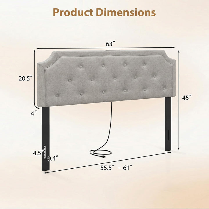 Giantex Tufted Upholstered Head Board with 2 AC Outlets