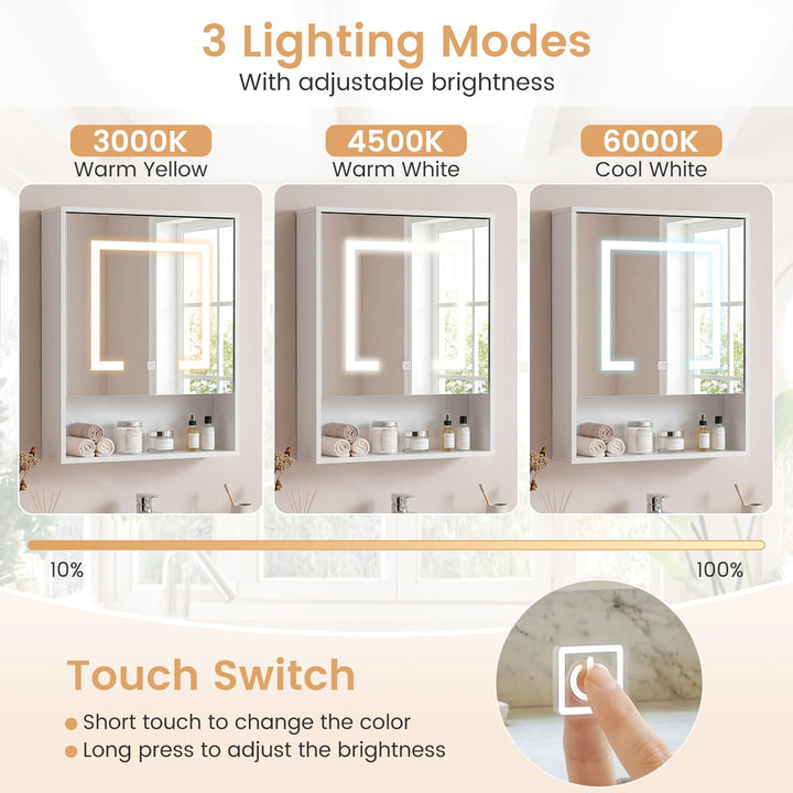 Giantex 24"x18" Medicine Cabinet with Mirror and Lights