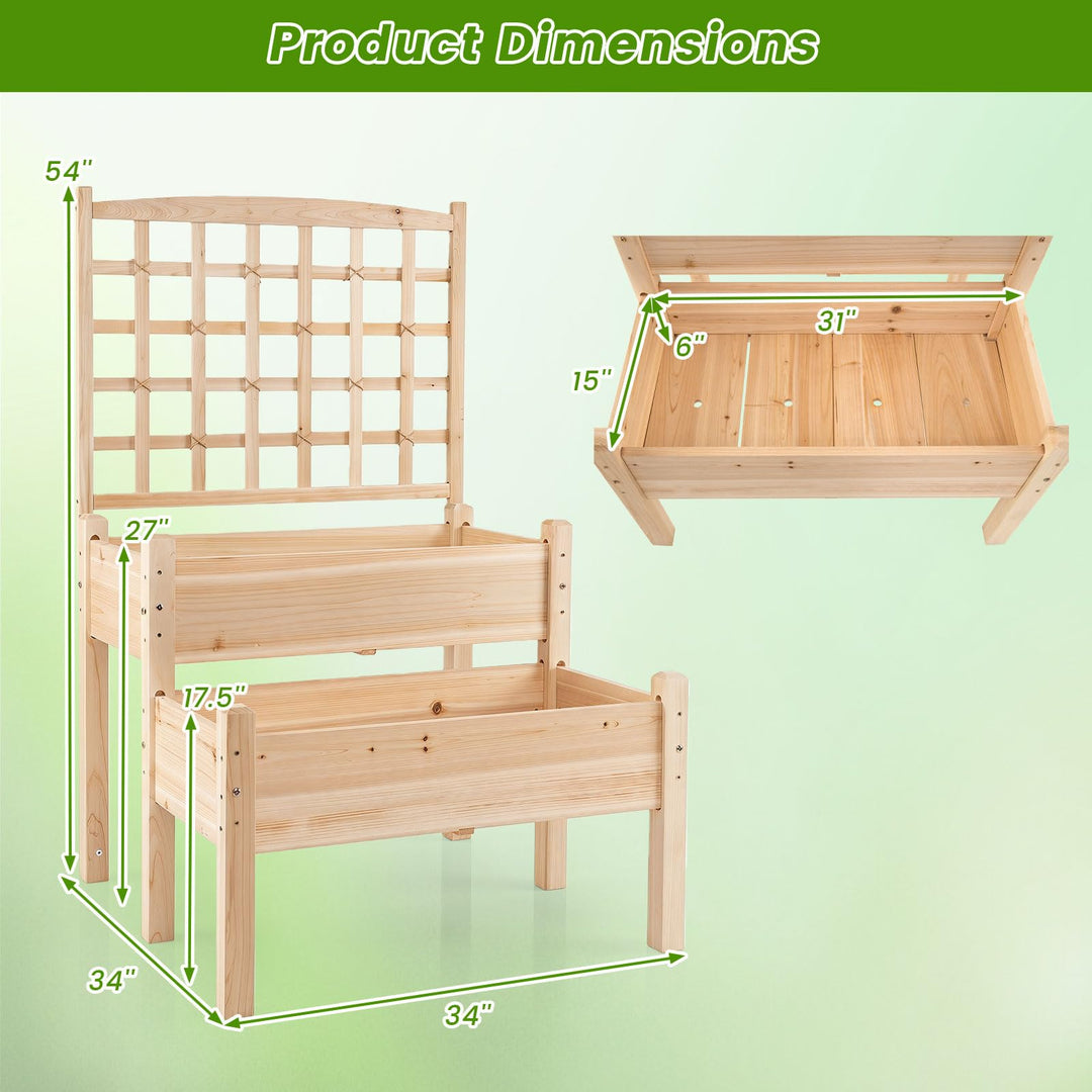 Giantex 2-Tier Raised Garden Bed with Trellis for Climbing Plants