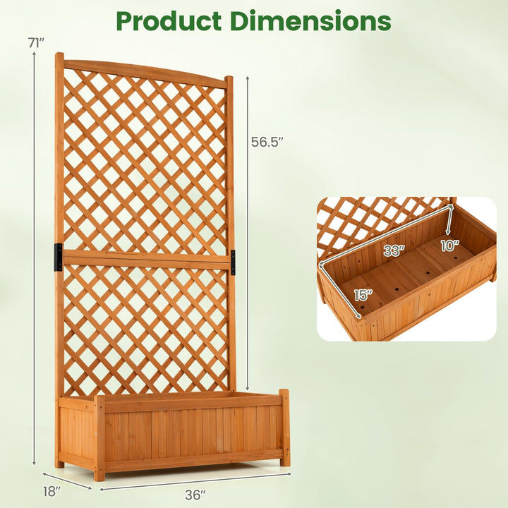 Giantex 71" Wooden Raised Garden Bed with Trellis (1/2)