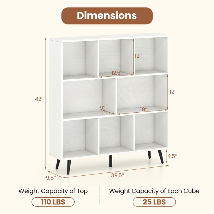 Giantex 3 Tier Modern Bookshelf with 5 Metal Legs for Living Room