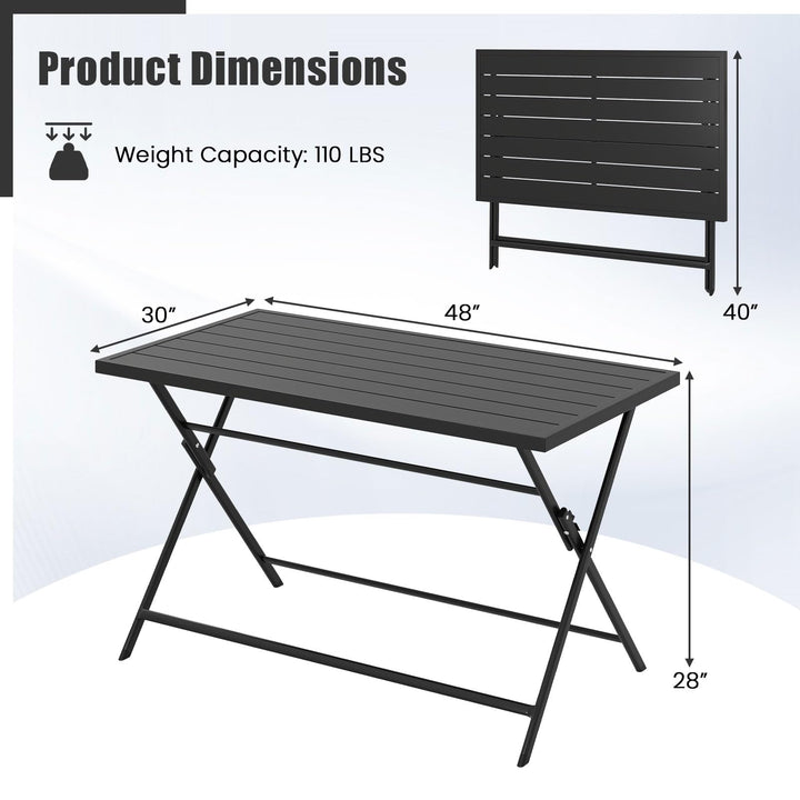 Giantex 48"x30" Rectangular Metal Folding Outdoor Dining Table for 4-6 Person