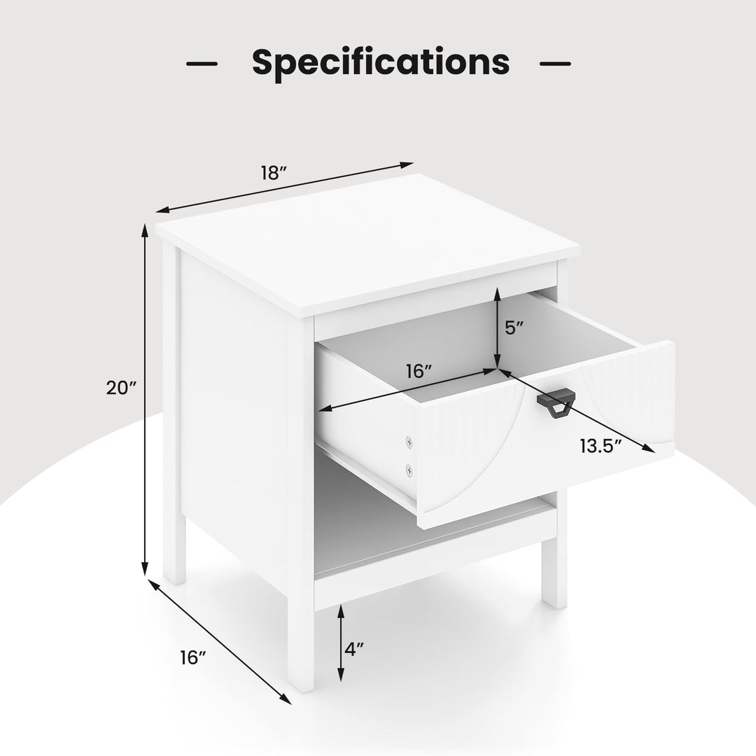 Giantex Modern Nightstand with Drawer for Bedroom Small Place