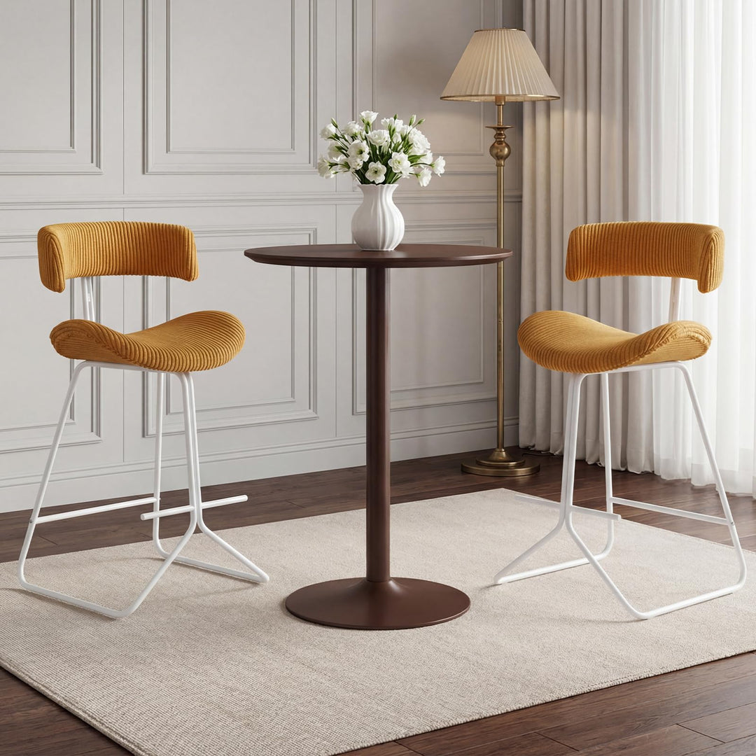 Giantex 25" Fabric Upholstered Armless Counter Height Chairs with Metal Legs &amp; Footrest