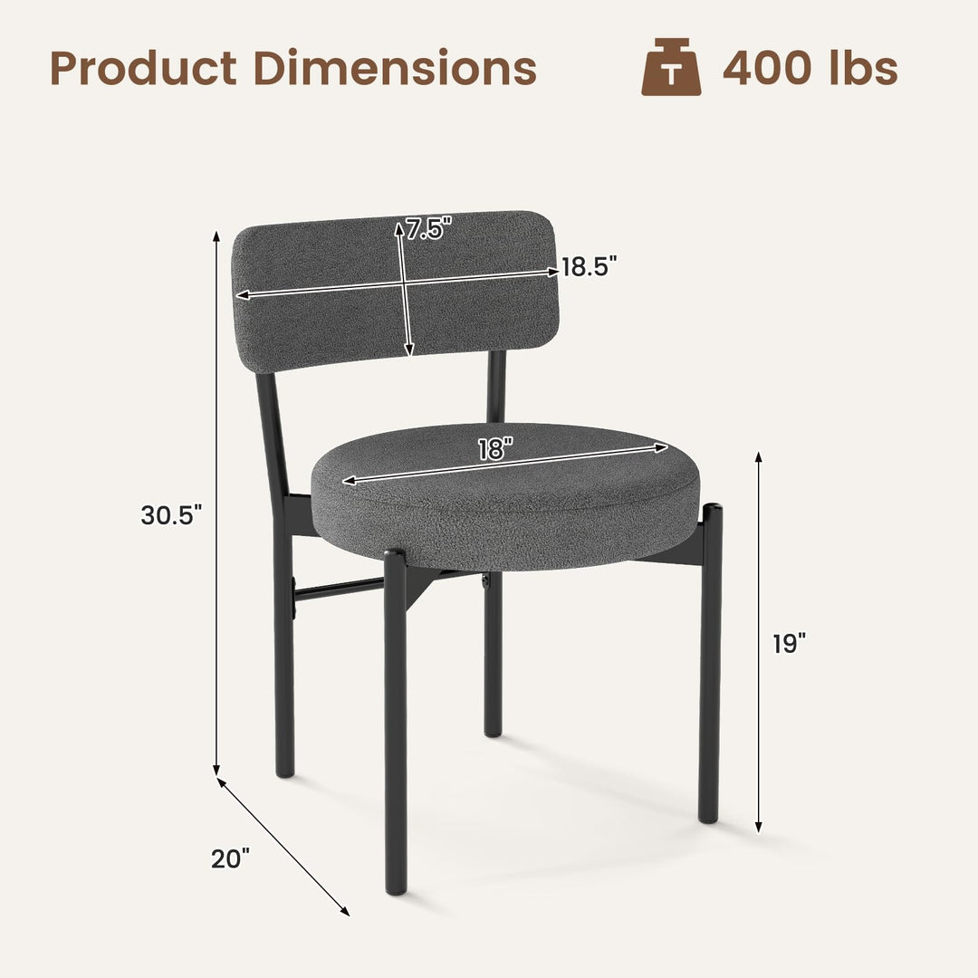 Giantex Boucle Dining Chairs Set of 2/4, Sherpa Upholstered Kitchen Chairs w/Curved Backrest, Padded Seat & Metal Legs
