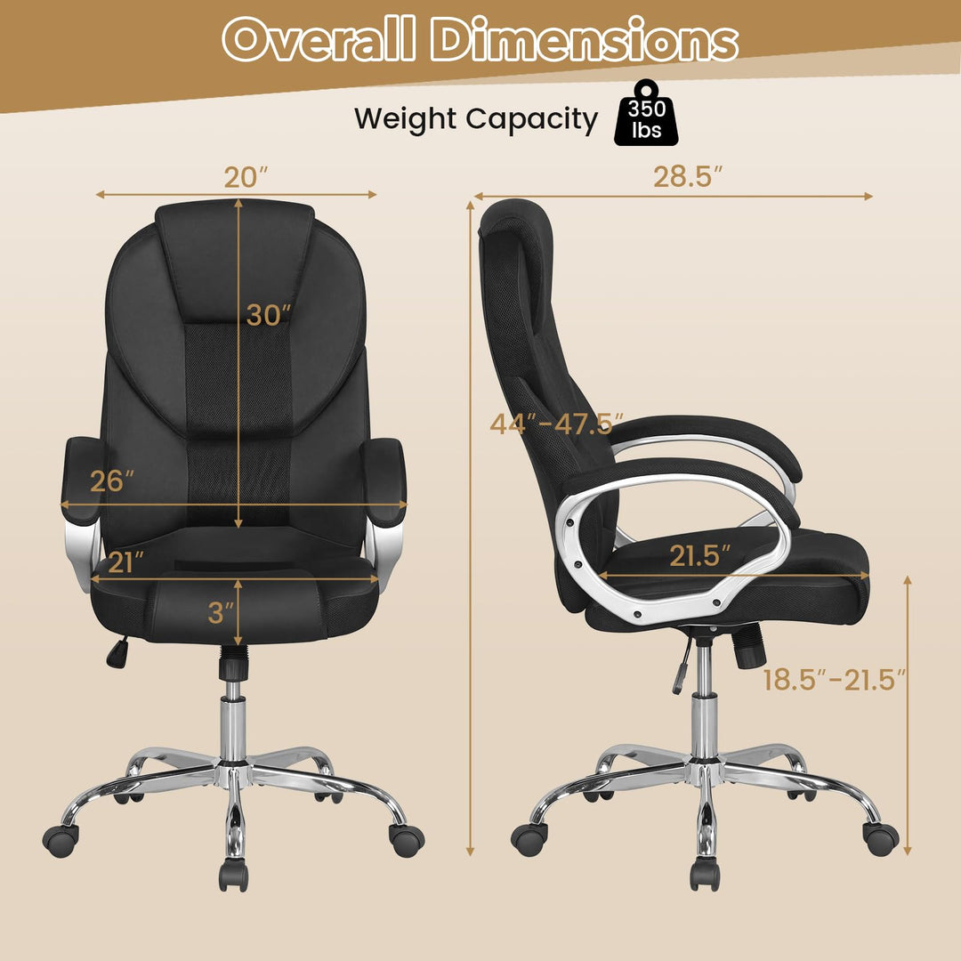 Giantex Leather Office Chair | Ergonomic Mesh Executive Chair with Padded Armrests &amp; Rocking Backrest
