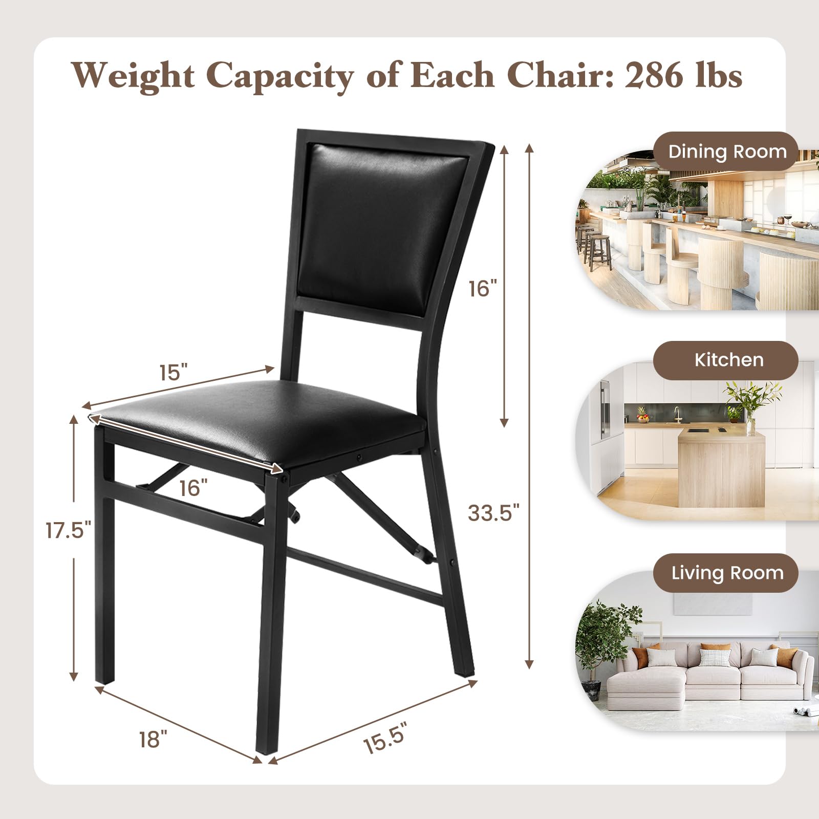 Metal Folding Chair Dining Chairs Home Restaurant Furniture - Giantex