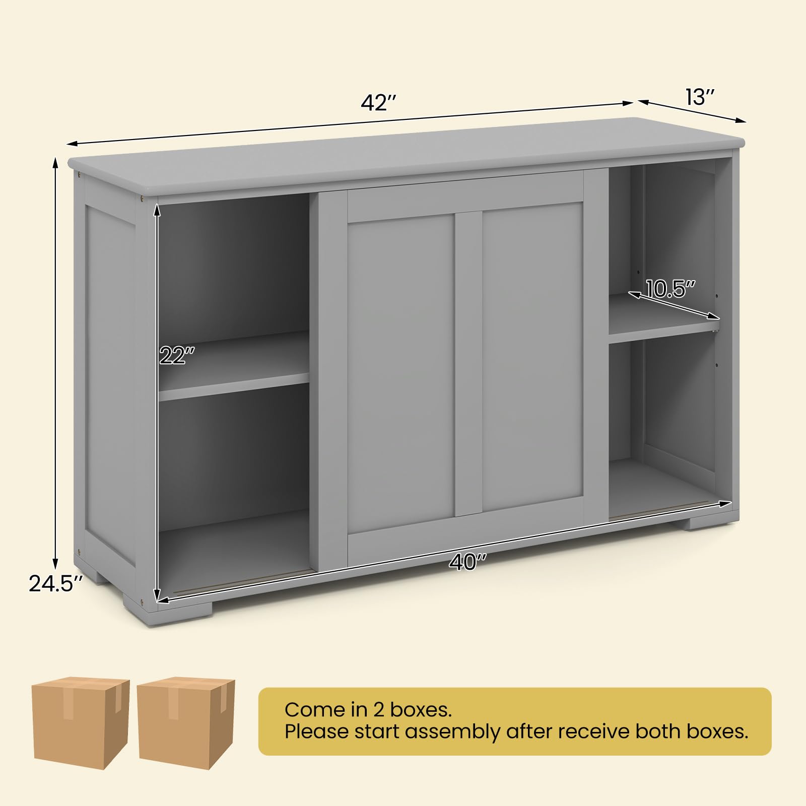 Giantex Buffet Cabinet with Storage, Coffee Bar Wine Cabinet, Farmhouse Sideboard w/Sliding Door