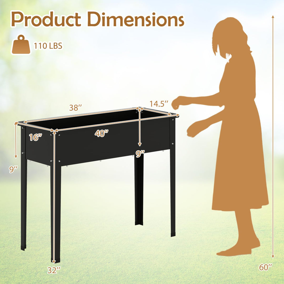 Giantex Metal Raised Garden Bed with Legs(40”x16”x32”)