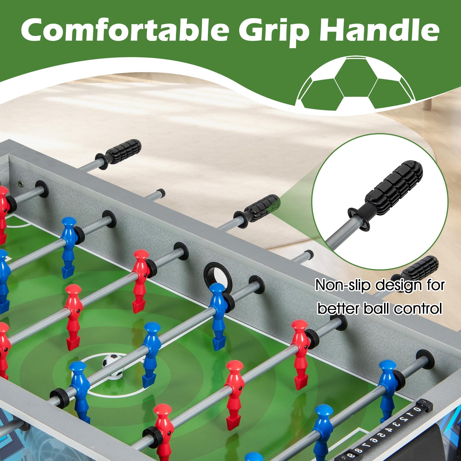 Giantex Foosball Table, 37.5" Foosball Table Adult Size, with 2 Balls, Smooth Handle
