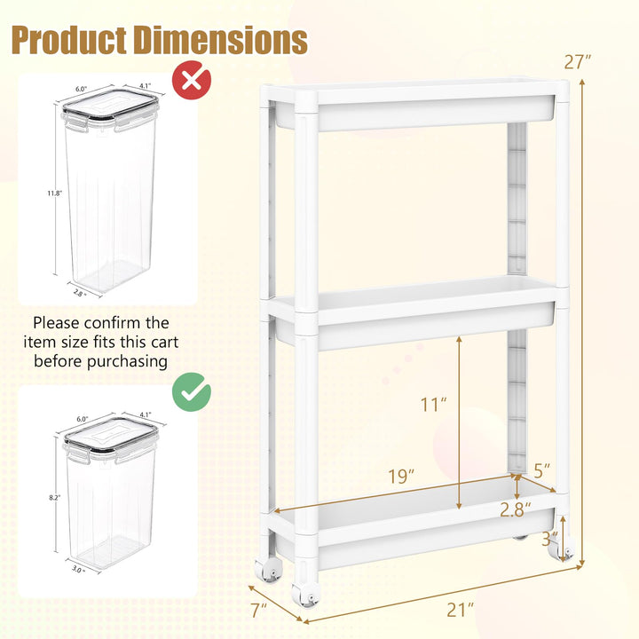 Giantex 2-Pack 3-Tier Slim Rolling Storage Cart