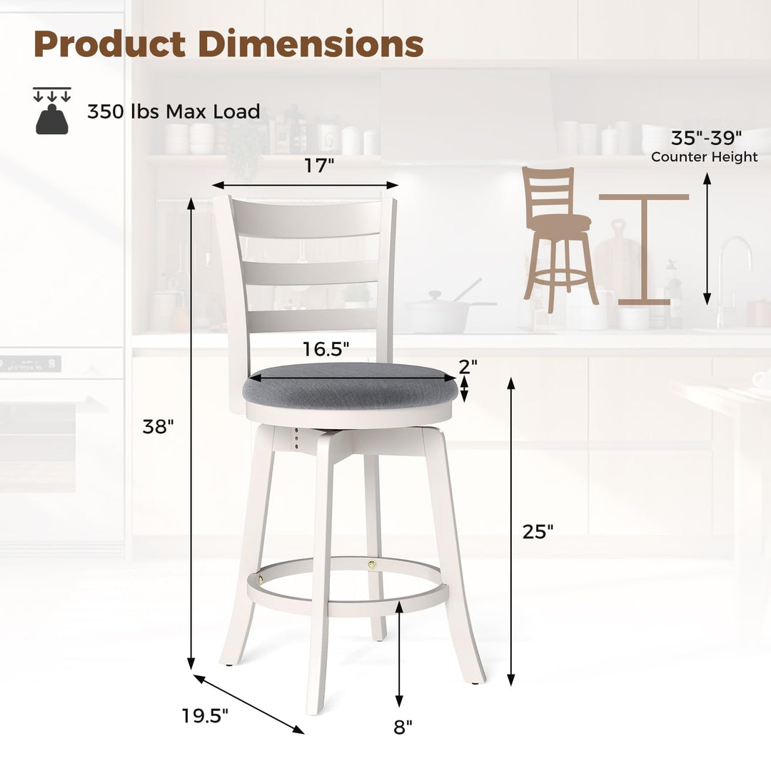 Giantex 25" Counter Height Stools Set of 2/4 with Fabric Upholstered Seat