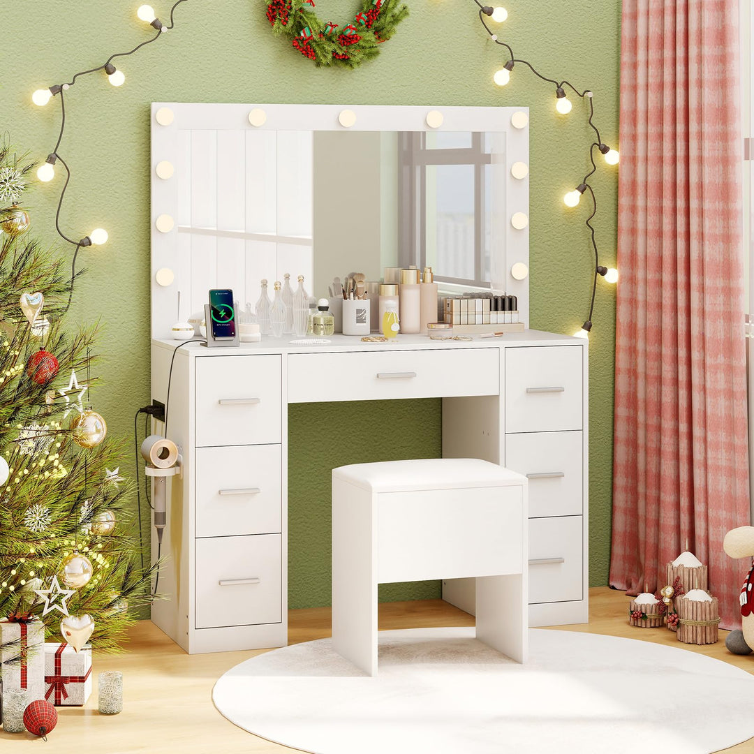 Vanity Stool with Hidden Storage with Soft Seat