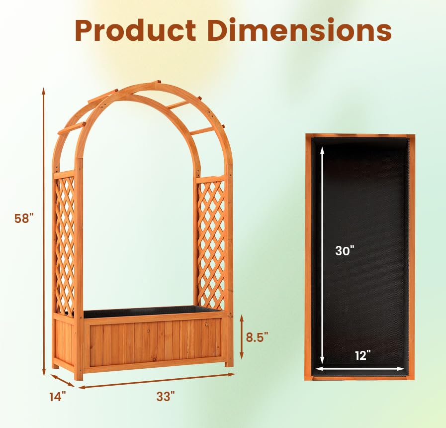 Giantex Raised Garden Bed with Arch Trellis