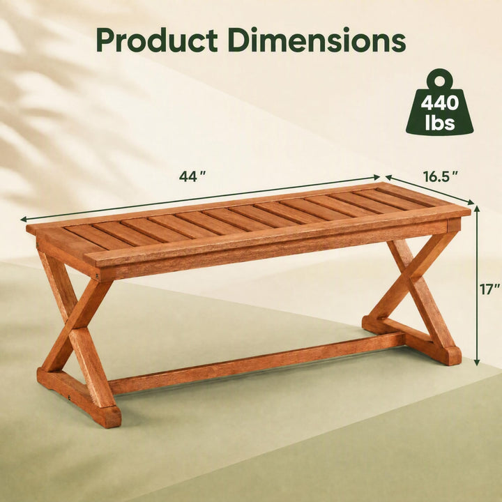 GIANTEX 44" Solid Wood Outdoor Bench with Cross Legs (1/2)