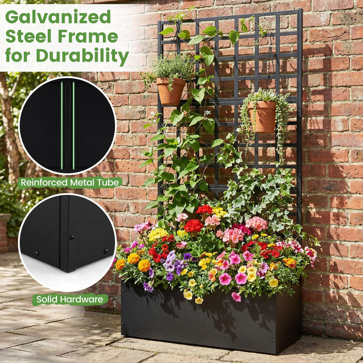 Giantex 36" x 16" x 77" Metal Raised Garden Bed with Trellis