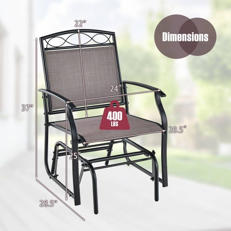 Giantex Patio Glider Chairs Set - 2 PCS Gliding Rocking Chairs w/Weather-Resistant Fabric, Heavy-Duty Metal Frame