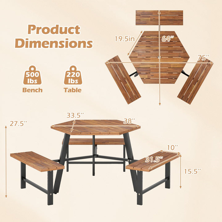 Giantex Picnic Table Bench Set for 6