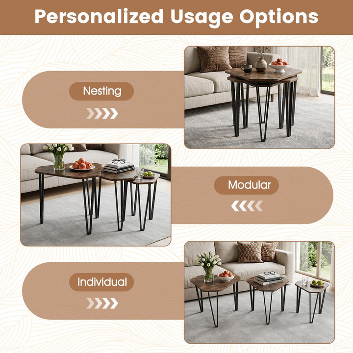 Giantex Nesting Coffee Tables Set of 3 for Living Room &amp; Apartment