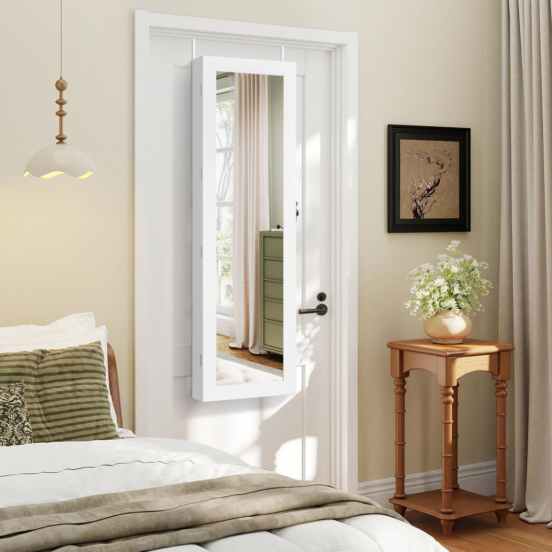 CHARMAID Wall Mounted Jewelry Armoire with 47" Full Length Mirror