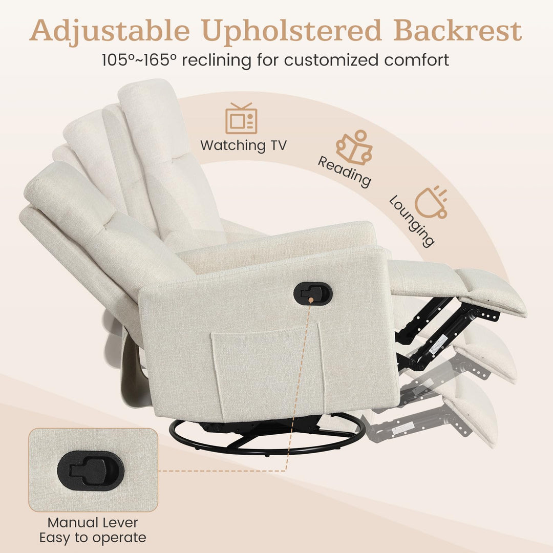 Giantex 360° Nursery Recliner Chair with Adjustable Cushioned Back