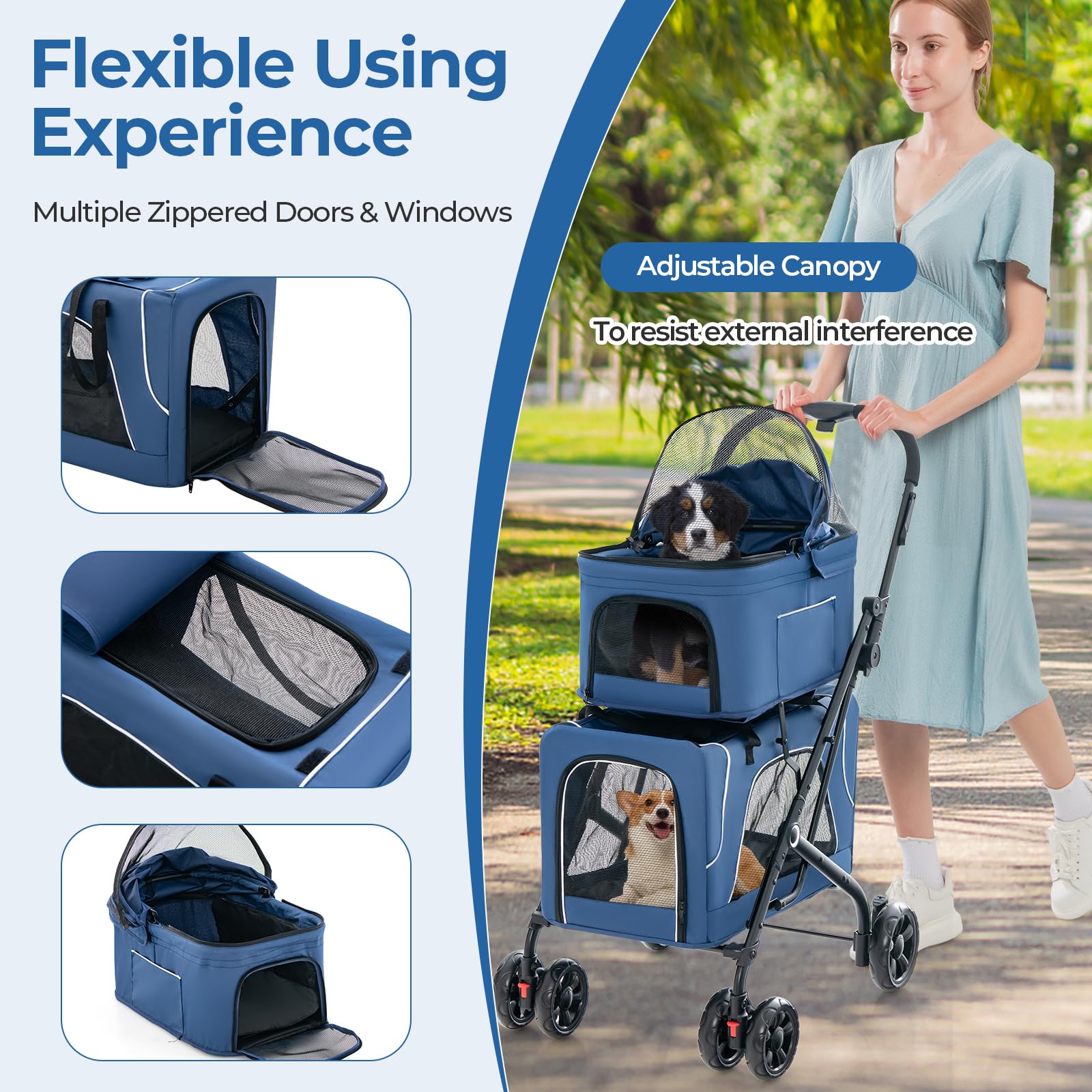 Giantex Double Dog Stroller - Pet Stroller for 2 Dogs
