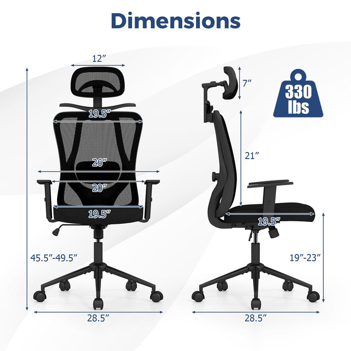 Giantex Ergonomic Office Chair with 3D Headrest and Reclining Backrest