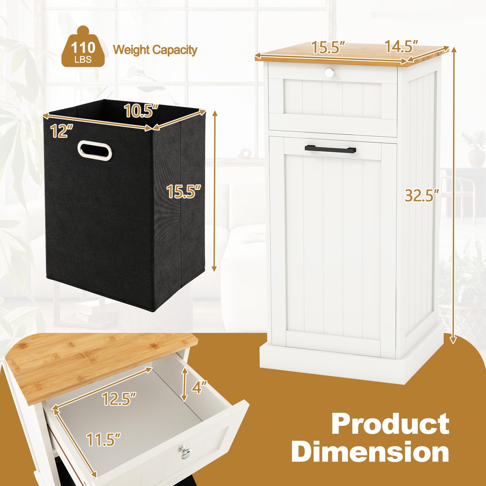 Giantex Tilt Out Laundry Hamper Cabinet