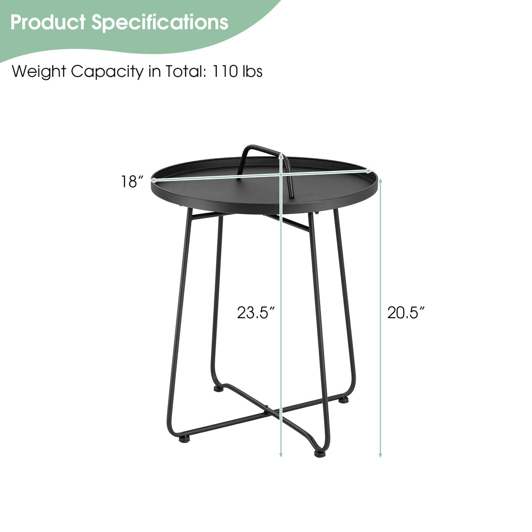 Giantex Outdoor Side Table with Handle - Metal Patio End Table