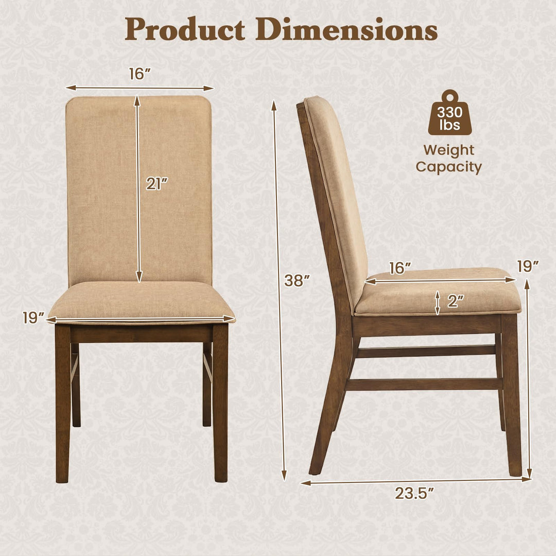 Giantex Upholstered Dining Chairs | High Back Padded Fabric Kitchen Chairs with Solid Rubber Wood Legs
