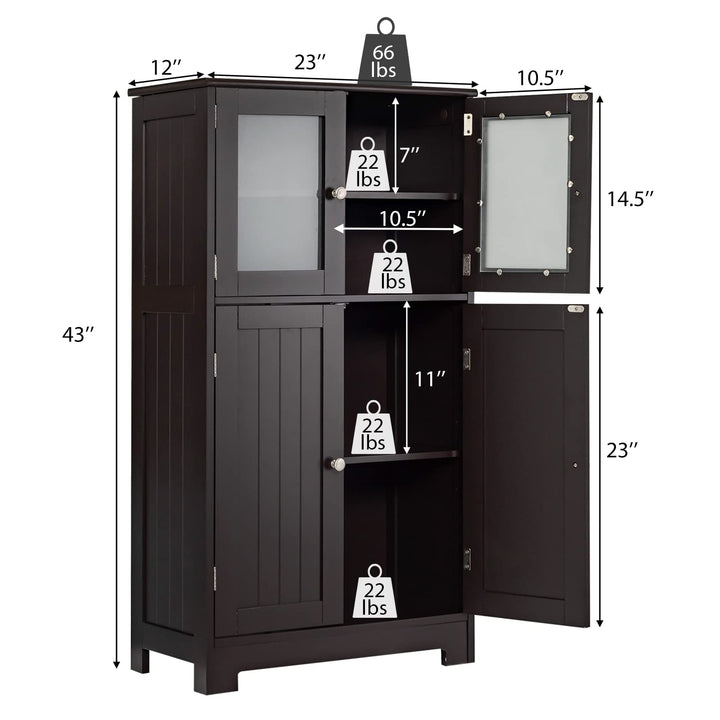Giantex Storage Cabinet with Doors - Bathroom Floor Cabinet, Freestanding Tall Cabinet