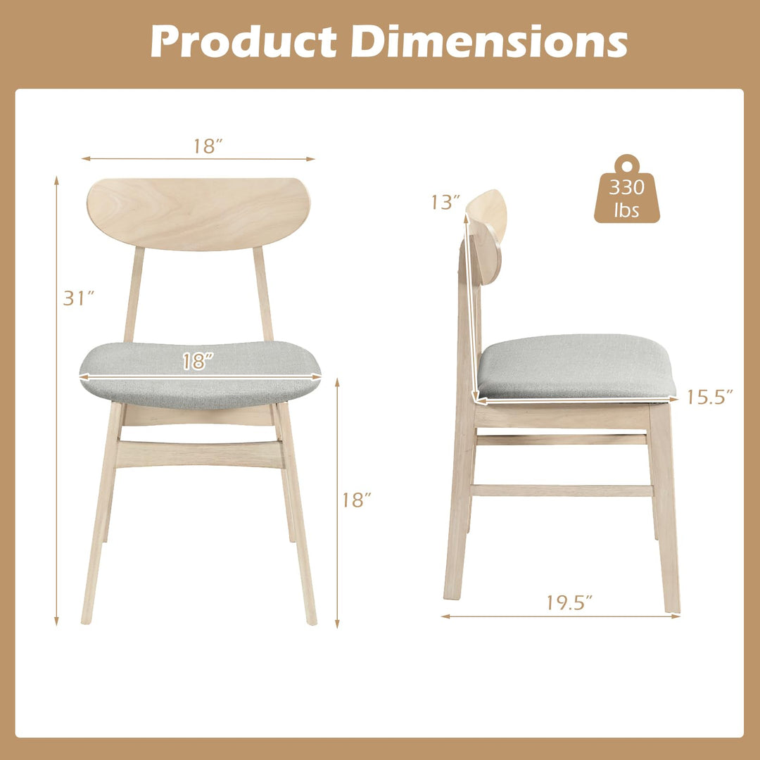 Giantex Wooden Dining Chairs Set of 2/4 Upholstered Kitchen Chairs with Rubber Wood Legs