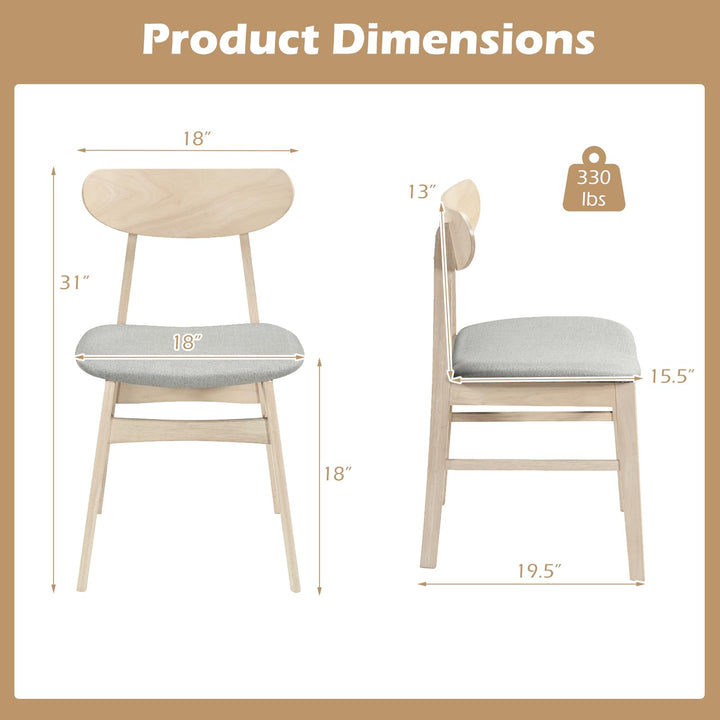 Giantex Wooden Dining Chairs Set of 2/4 Upholstered Kitchen Chairs with Rubber Wood Legs