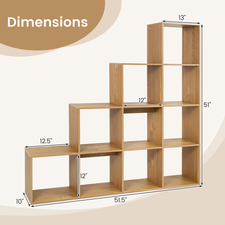 Giantex 51" Wooden 10-Cube Stepped Bookcase for Living Room