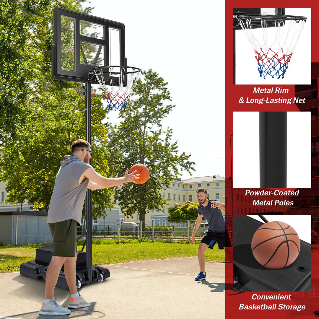 Giantex Basketball Hoop Outdoor 4.4-10 FT Adjustable, Portable Basketball Hoop Goal System w/ 44 Inch Shatterproof Backboard