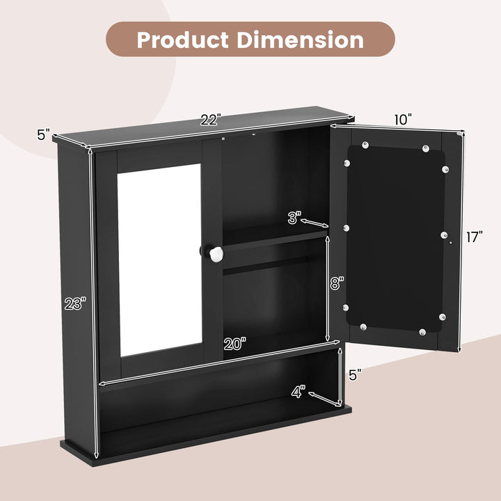 Giantex Medicine Cabinet, Bathroom Wall Cabinet with 2 Mirrored Doors, Adjustable Shelf