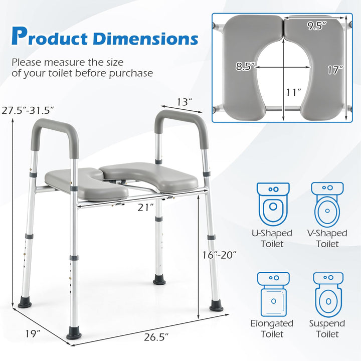 Giantex Raised Toilet Seat for Seniors with Handles