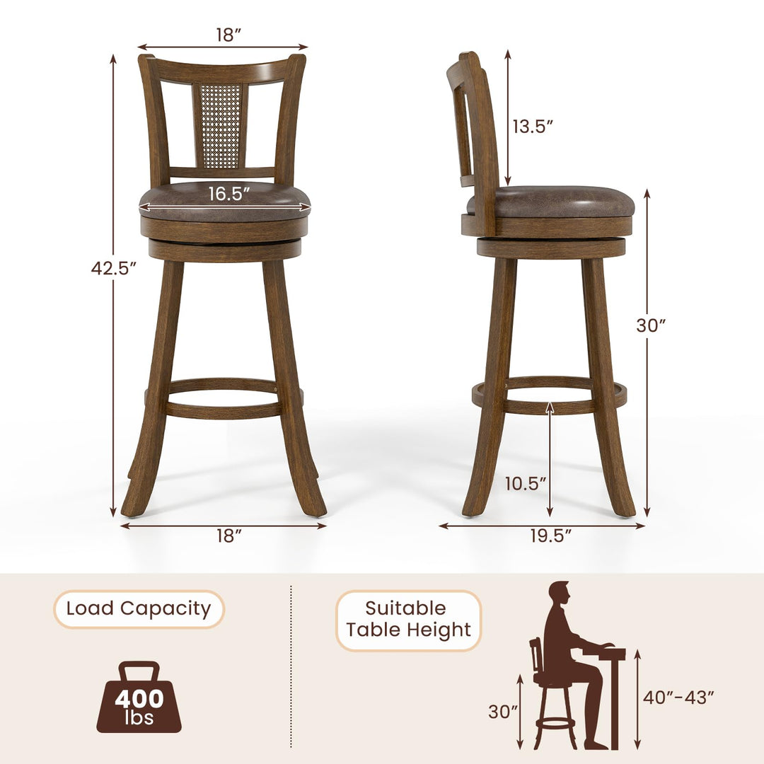 Giantex 30" Upholstered Leathaire Farmhouse Barstools for Kitchen Island Dining Room Pub