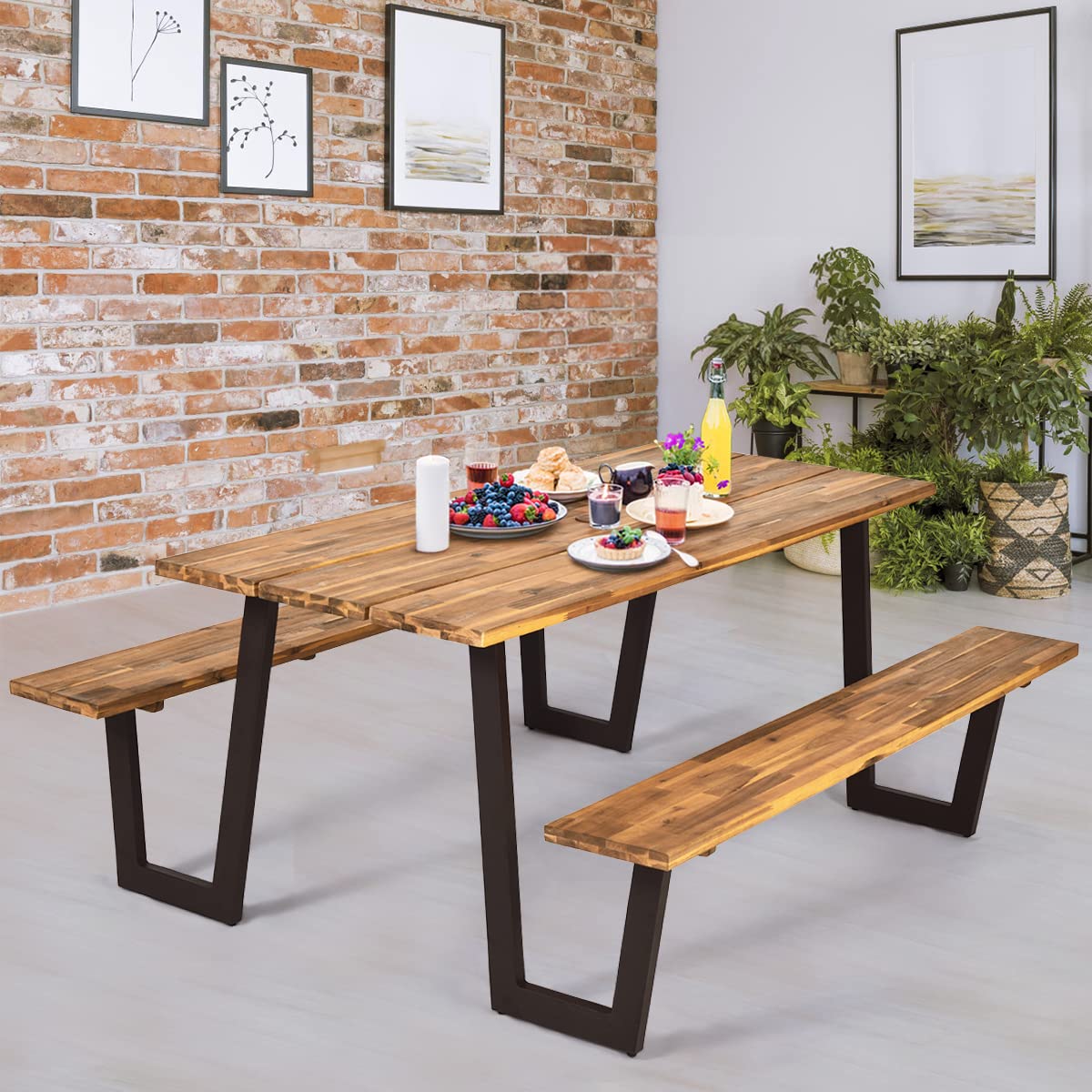 Giantex Picnic Table Bench Set for 6 or 8