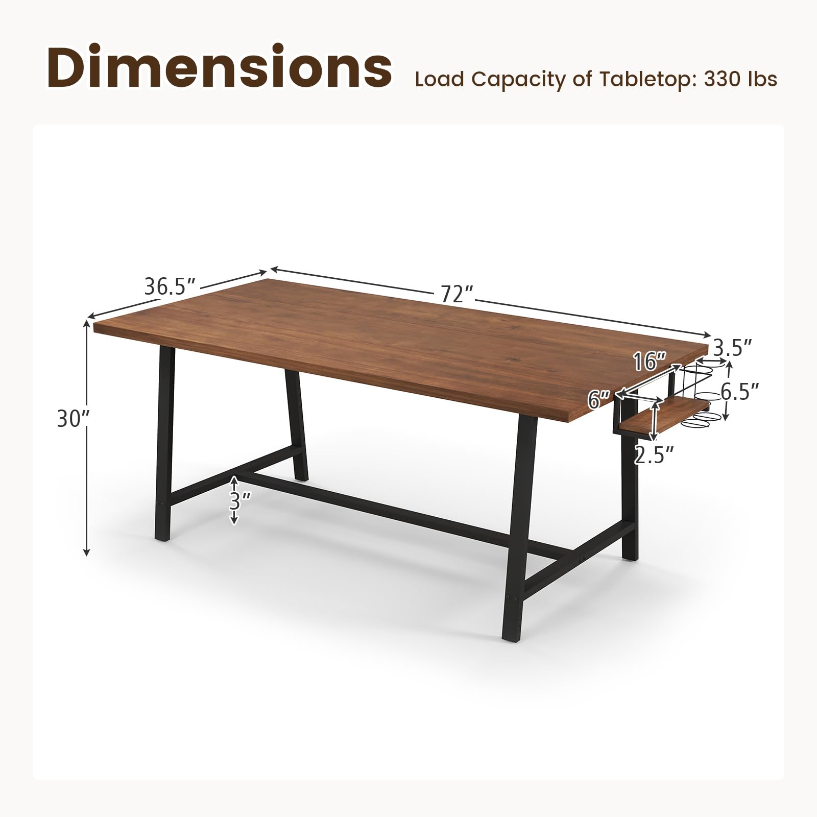Giantex 72-Inch Dining Table for 5-7, Rectangular Kitchen Table with 2-Bottle Wine Rack