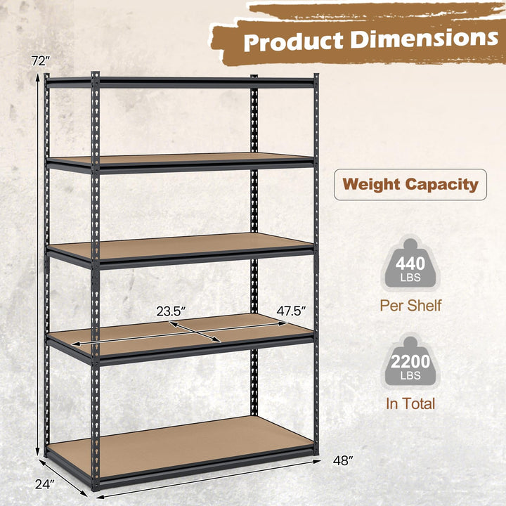 Giantex 5-Tier Metal Storage Shelves Heavy Duty Garage Shelving Units(1/2/3/4,48" W x 24" D x 72" H)