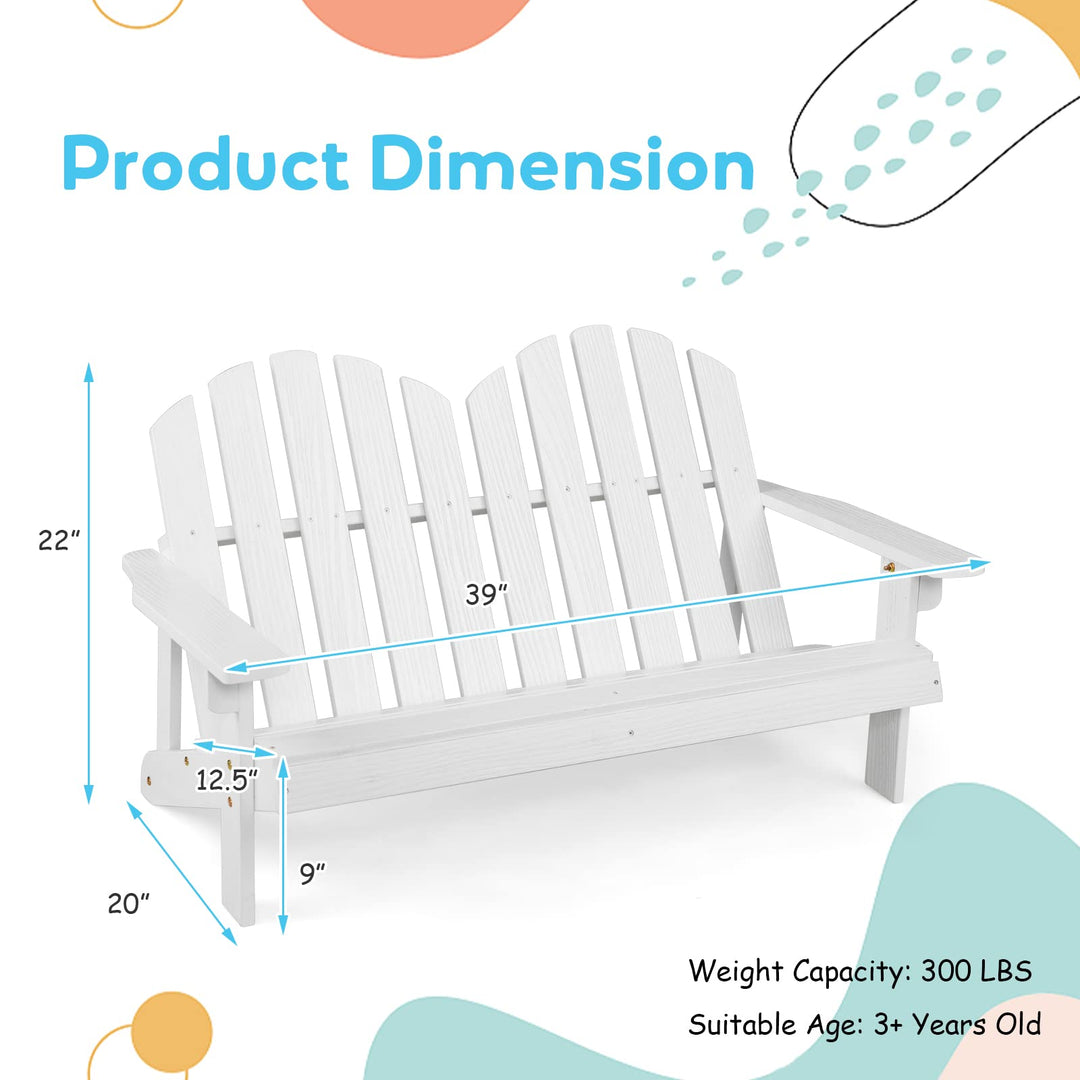 Giantex Kids 2-Seat Adirondack Chair - Fir Wood Double Loveseat with High Backrest, Arm Rest, 300 LBS Weight Capacity
