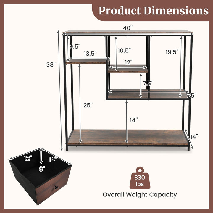 Giantex 40 Inch Console Sofa Table with Open Storage Shelves and Removable Drawer