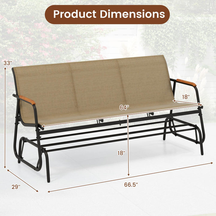 Giantex 3-Person Swing Gliding Loveseat with Curved Teak Armrests