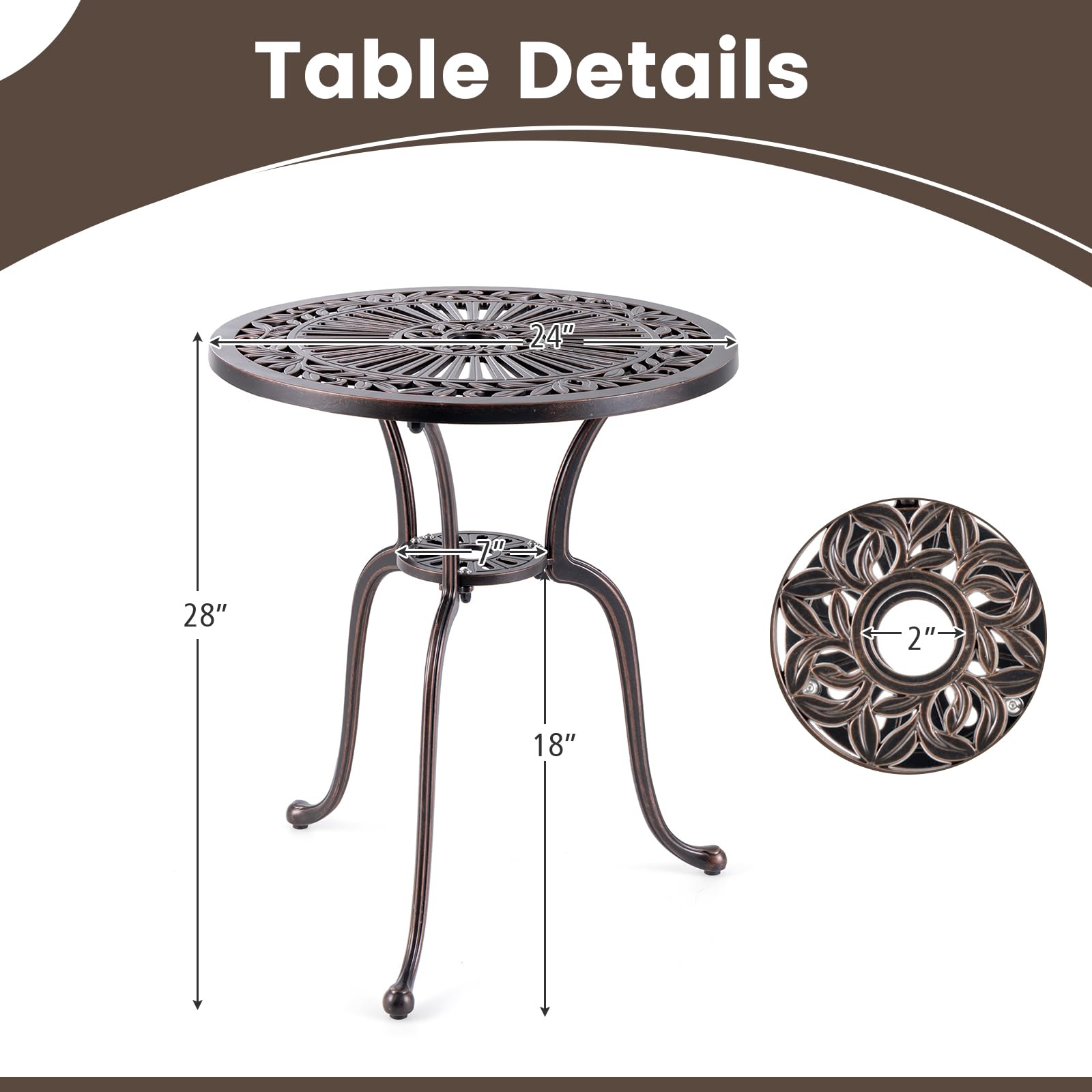 Giantex 24” Patio Bistro Table