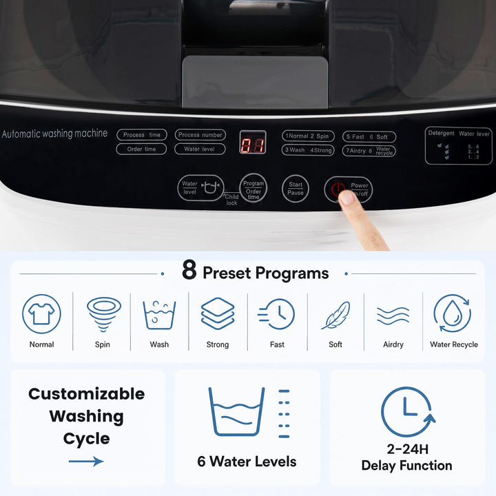 Giantex 7.7 lbs Full Automatic Washing Machine with 8 Preset Programs