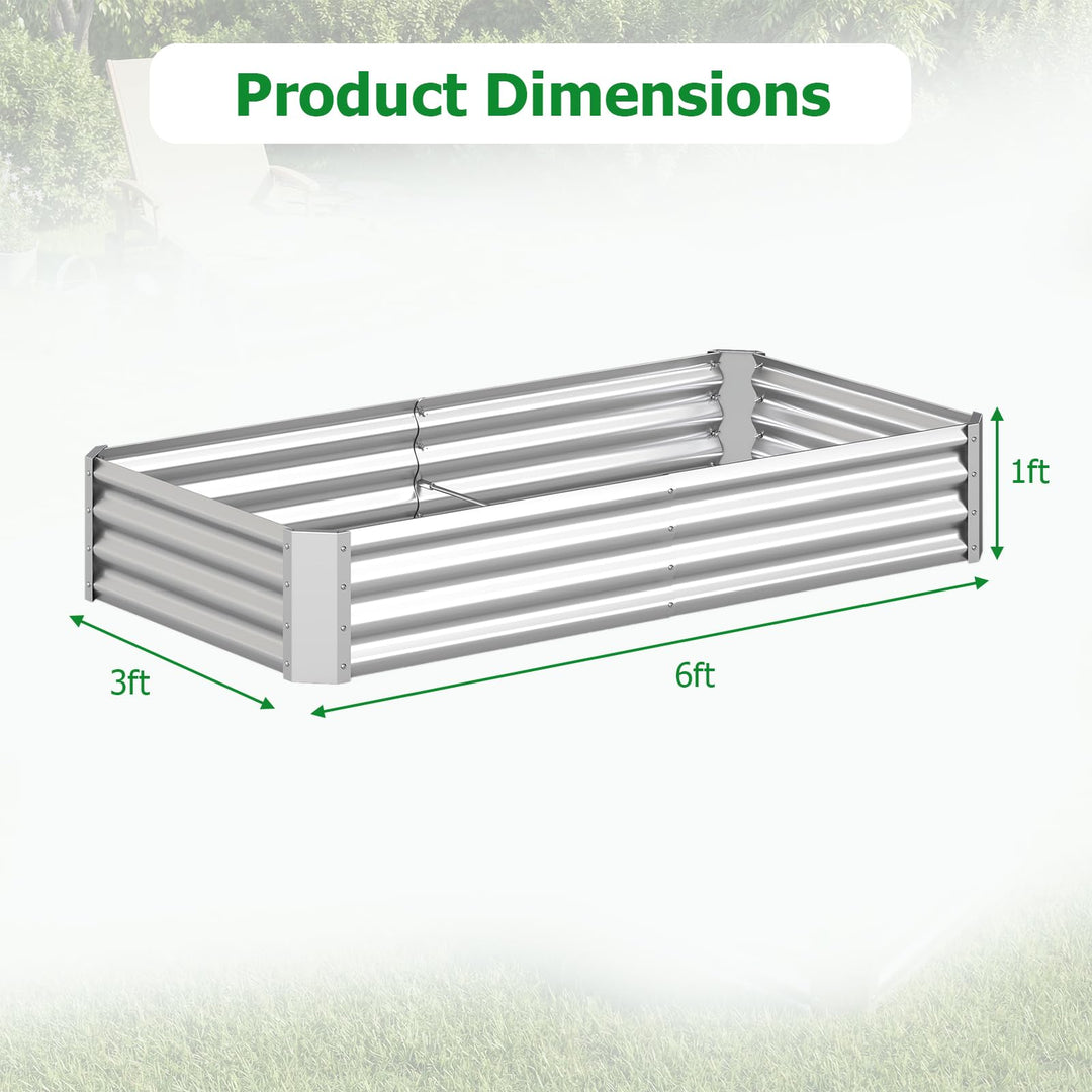 Giantex 6 x 3 x 1 FT Galvanized Rectangular Metal Raised Garden Bed (1/2)