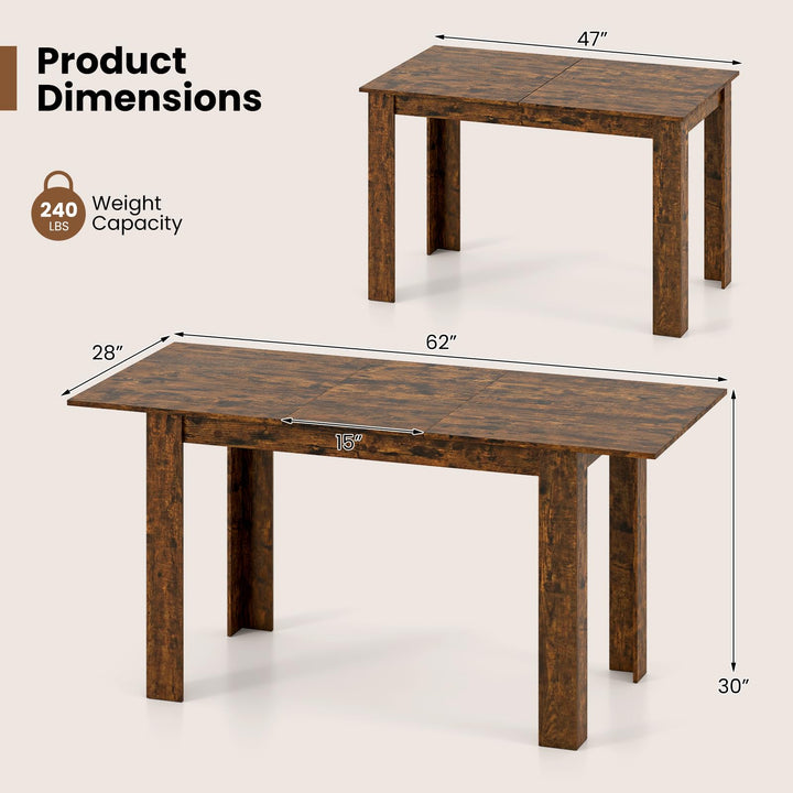 Giantex 47"-62" Extendable Dining Room Table for 4-8