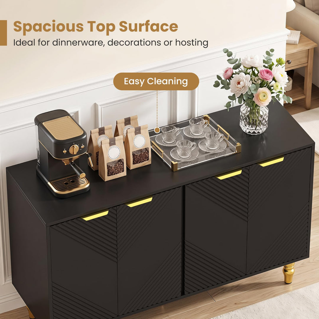 GIANTEX 47" Sideboard Buffet Cabinet with 4 Fluted Doors