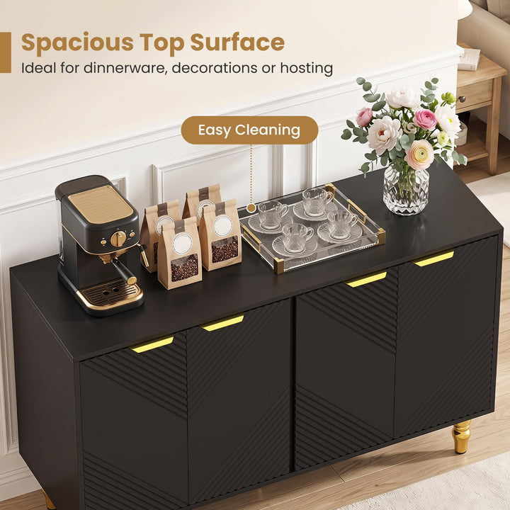 GIANTEX 47" Sideboard Buffet Cabinet with 4 Fluted Doors
